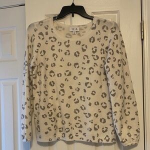 Elle Cream and Gray Leopard Print Sweater